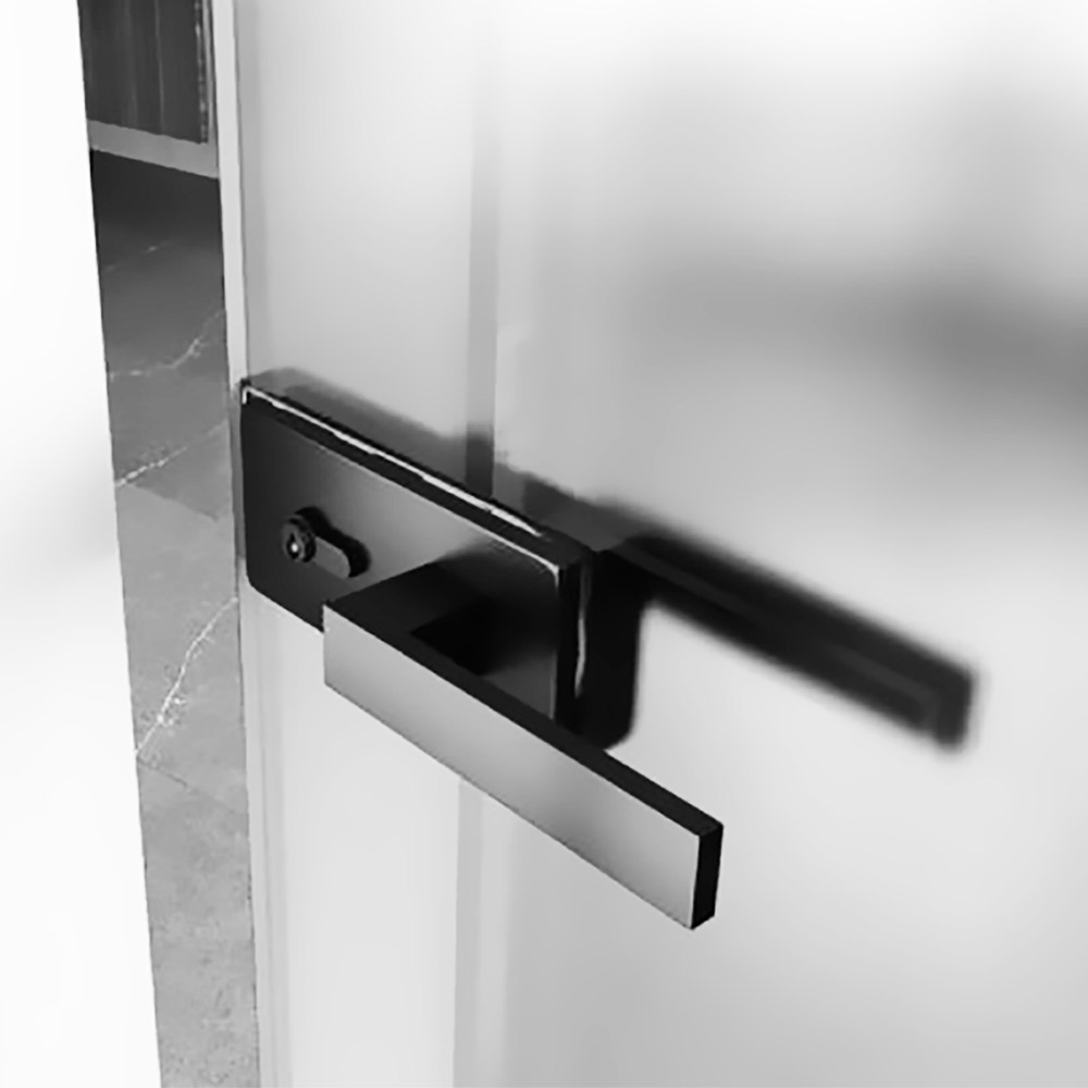 Γυάλινη πόρτα  μαύρη 8mm securit 70x210cm με κάσα σε μαύρο χρώμα