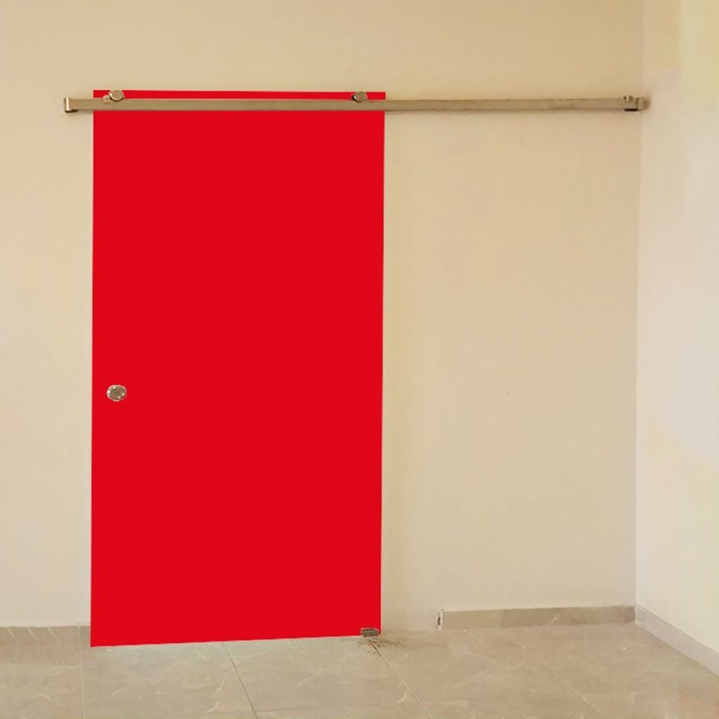 Sliding glass door 10mm securit 80x210cm red with inox guide
