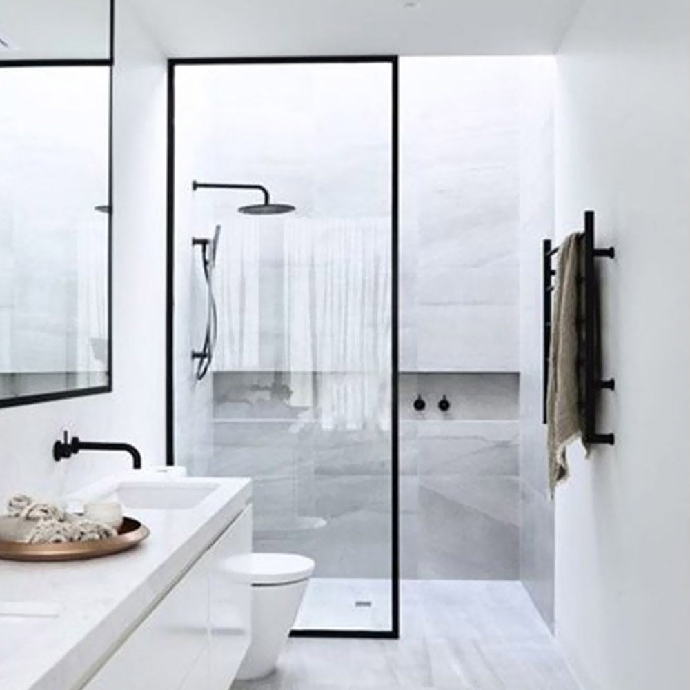 Fixed glass partition for shower 10mm sec 80x190cm with ceramic paint in black