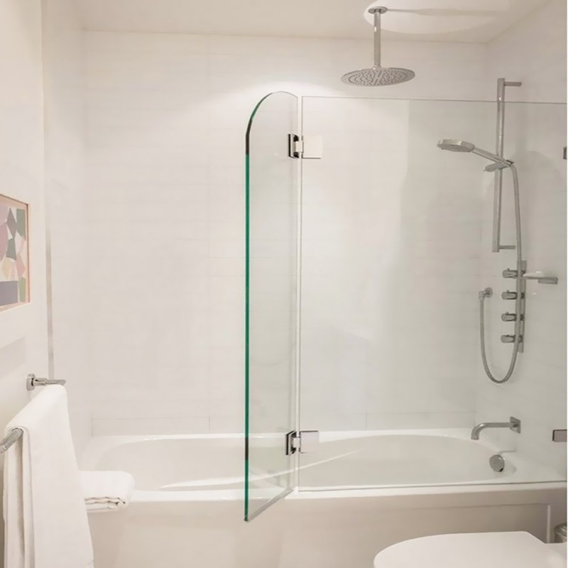  Bathtub panel with fixed and opening section 10mm securite 80cm + 50x150cm