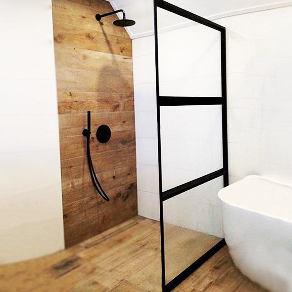 Fixed glass partition for shower 10mm sec 80x190cm with ceramic paint in black