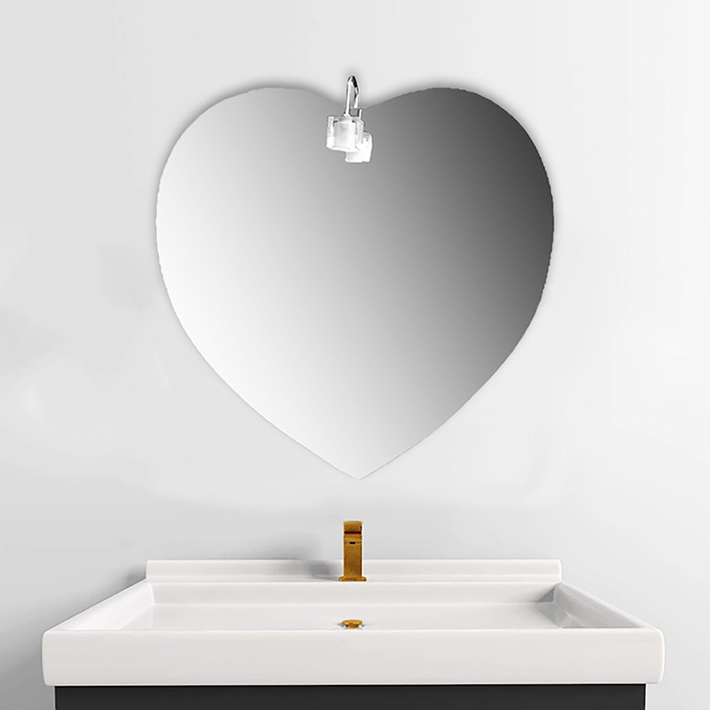 Heart mirror with lamp 60x60cm