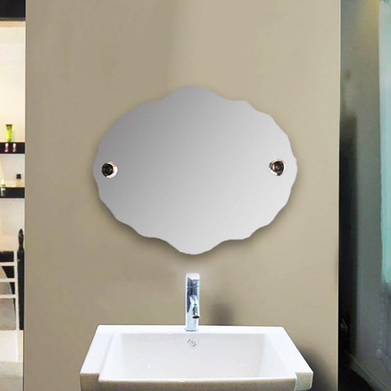 Mirror with two chrome rosettes 70x57cm