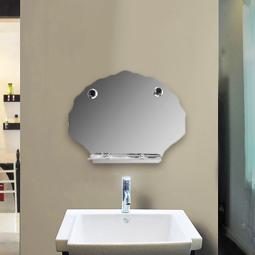 Bathroom wall mirror with two chrome rosettes 70x55cm