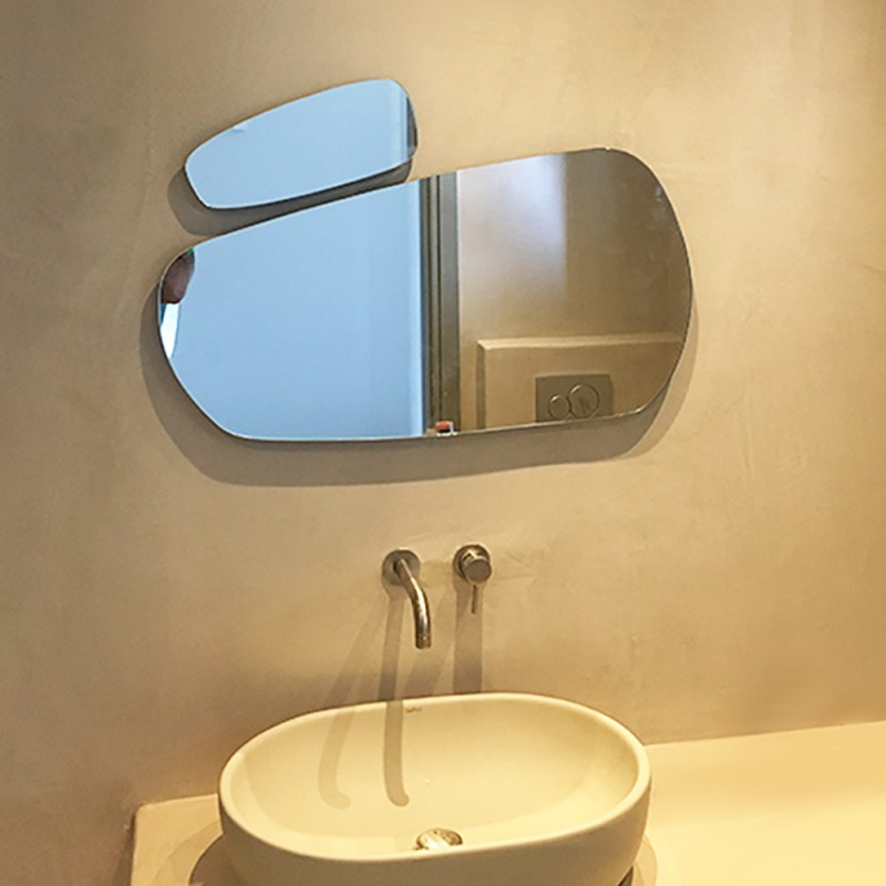  Bathroom wall mirrors set of 2 pebble 85x45cm and 35x14cm