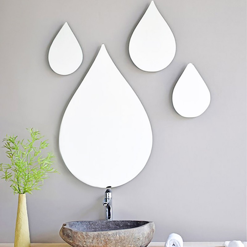  Drop shaped bathroom wall mirrors set 60x90cm - 30x45cm and 21x33cm