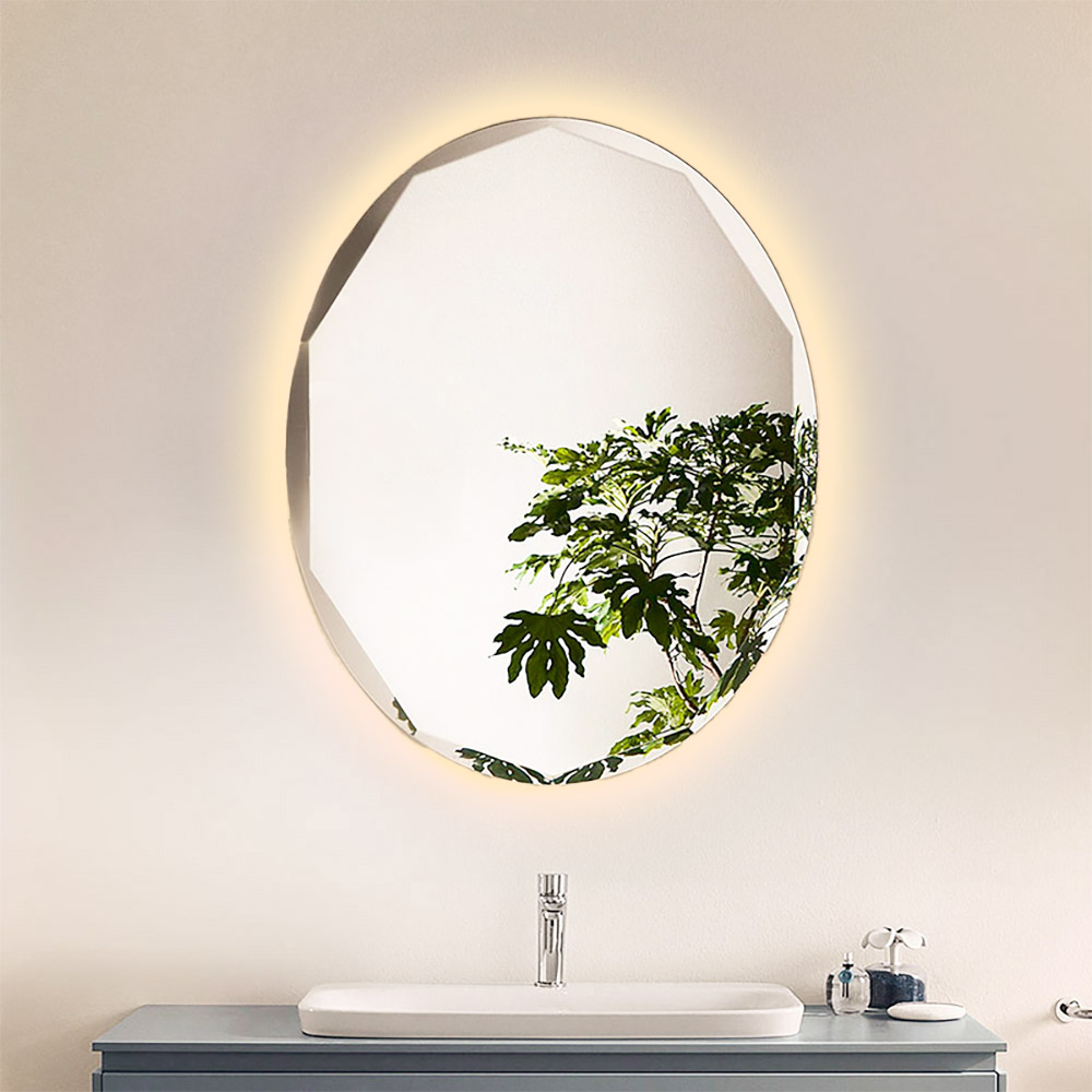 Mirror oval 60x80cm with polyhedral bevel edge