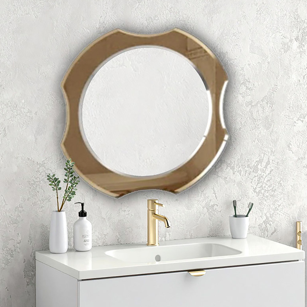 Bronze bathroom wall mirror Ø80cm