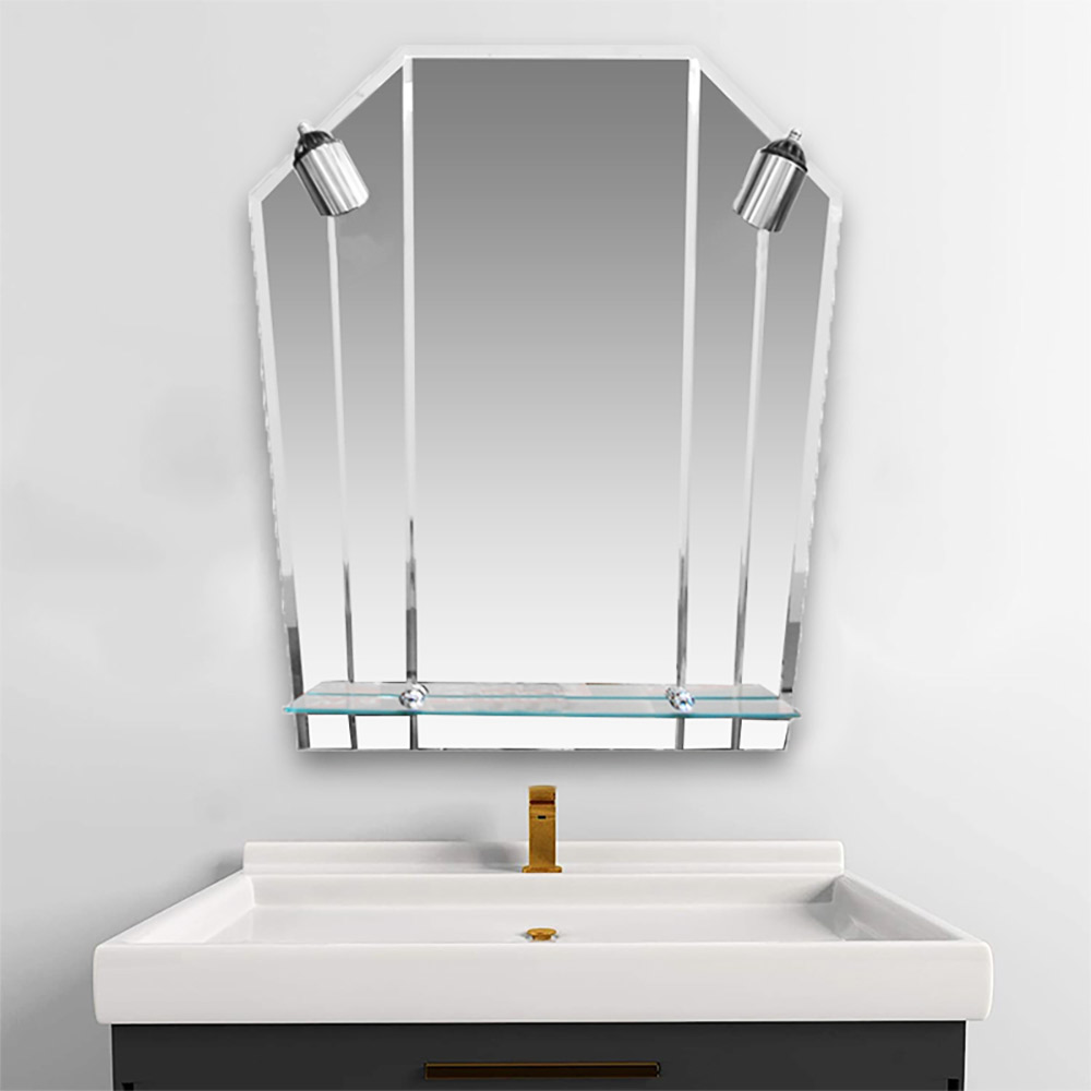 Καθρέπτης 60x70cm με εταζέρα και φωτιστικά μπιζουτέ