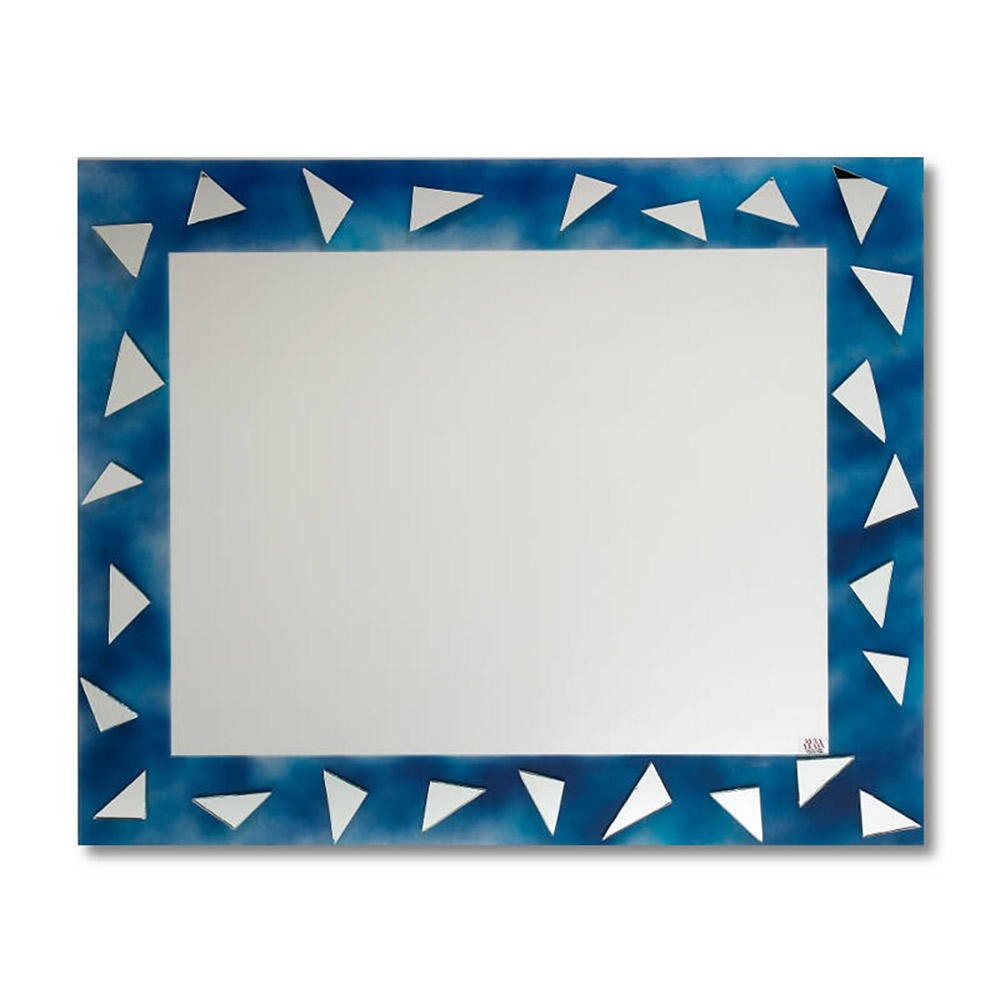 Mirror 80x70cm with triangular blue mirrors