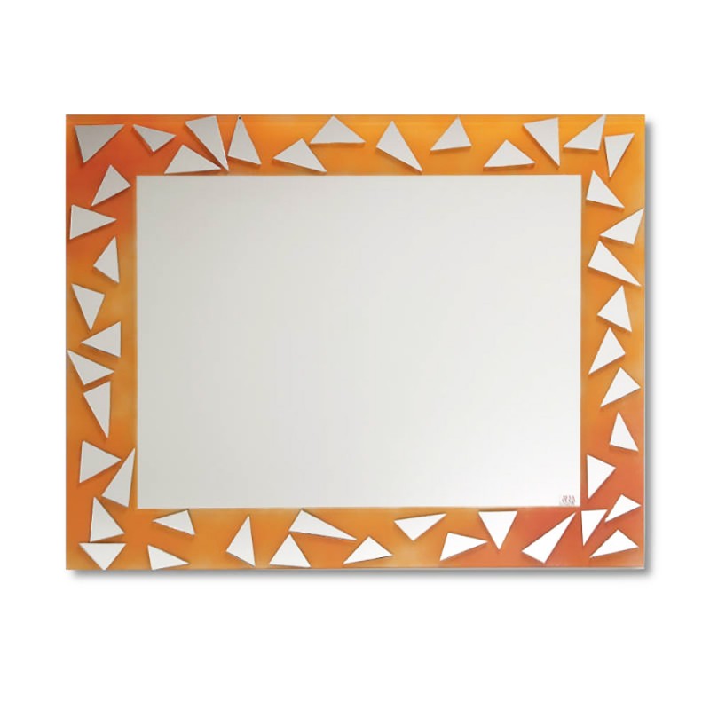 Καθρέπτης τοίχου 80x70cm με τριγωνικά καθρεφτάκια πορτοκαλί