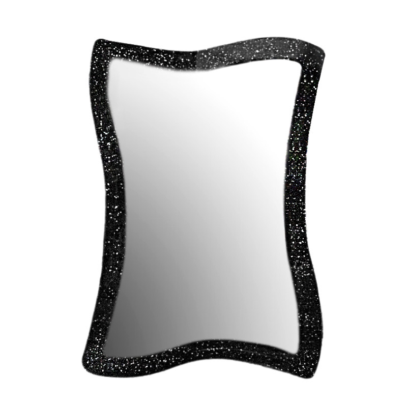 Mirror 75x90cm black with silver glitter