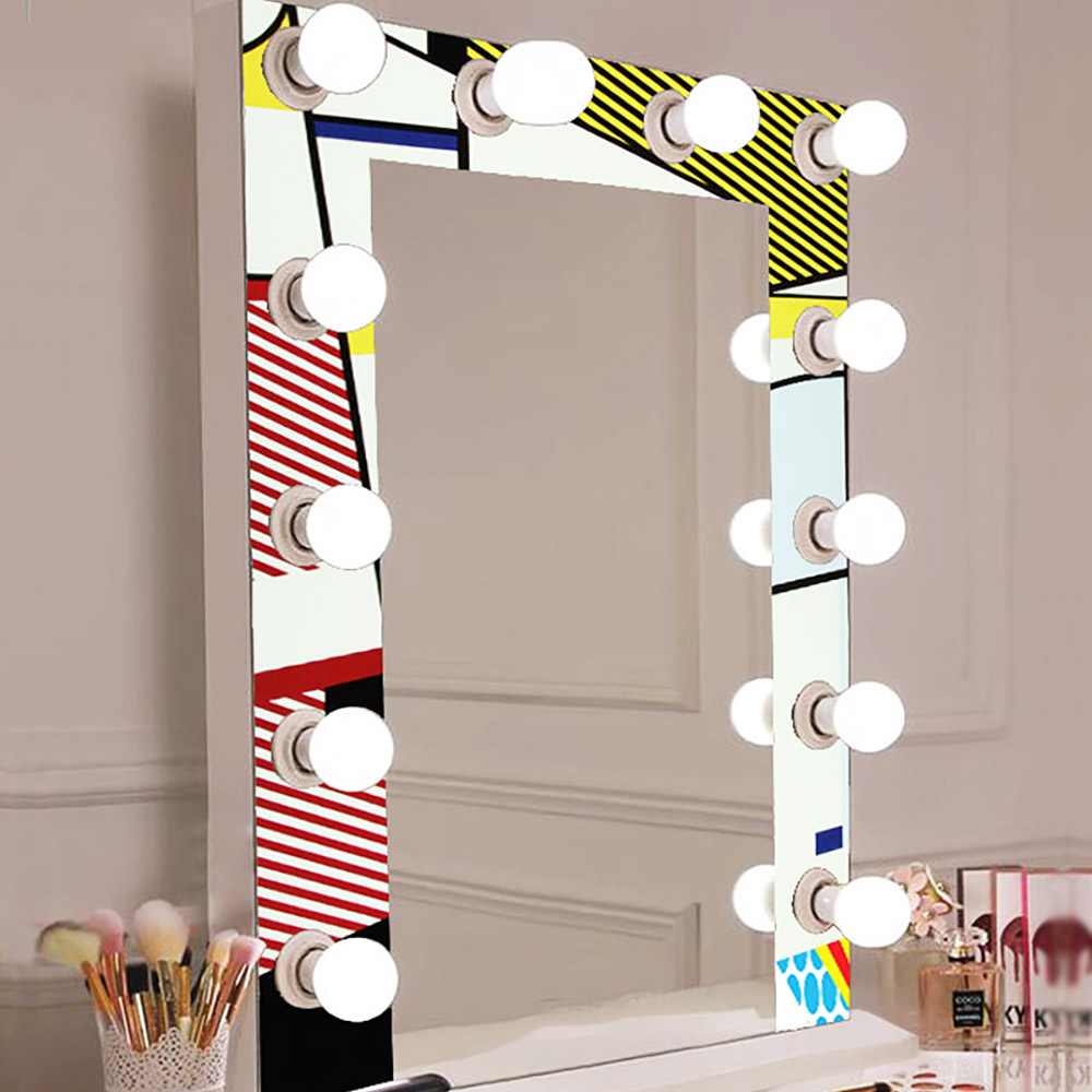 75x90cm illuminated Hollywood make-up mirror with digital printing