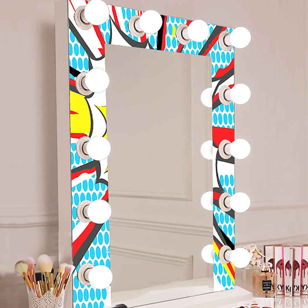 75x90cm illuminated Hollywood make-up mirror with digital printing