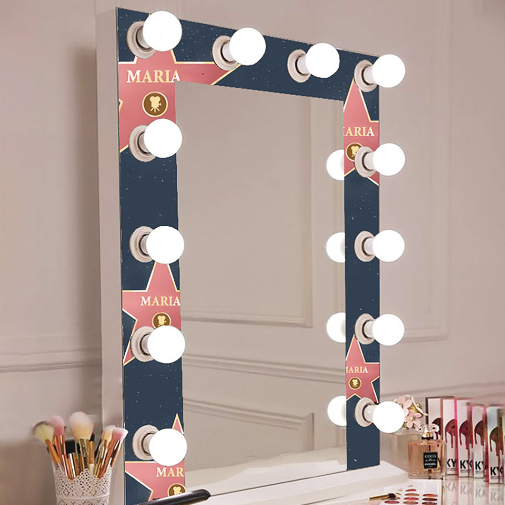 Hollywood mirror 75x90cm with lighting for makeup make up with your name