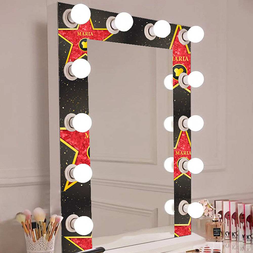 Hollywood mirror 75x90cm with lighting for makeup make up with your name