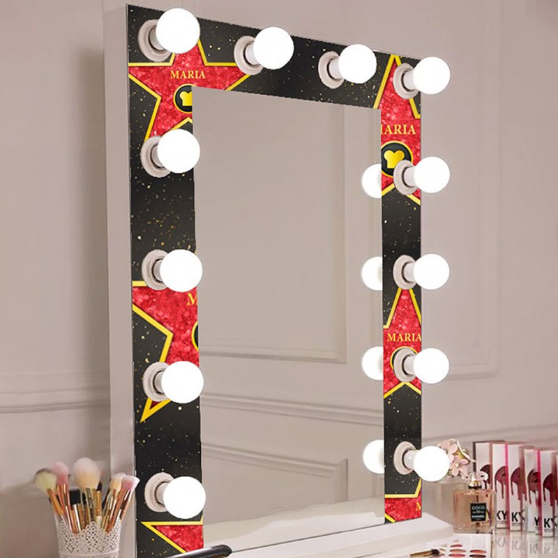 Hollywood mirror 75x90cm with lighting for makeup make up with your name