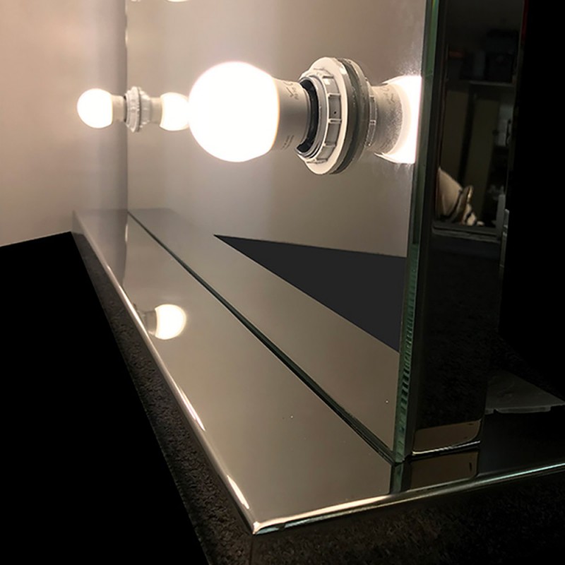 Καθρέπτης ΙΝΟΧ 90x70cm με φωτισμό για μακιγιάζ Hollywood make up