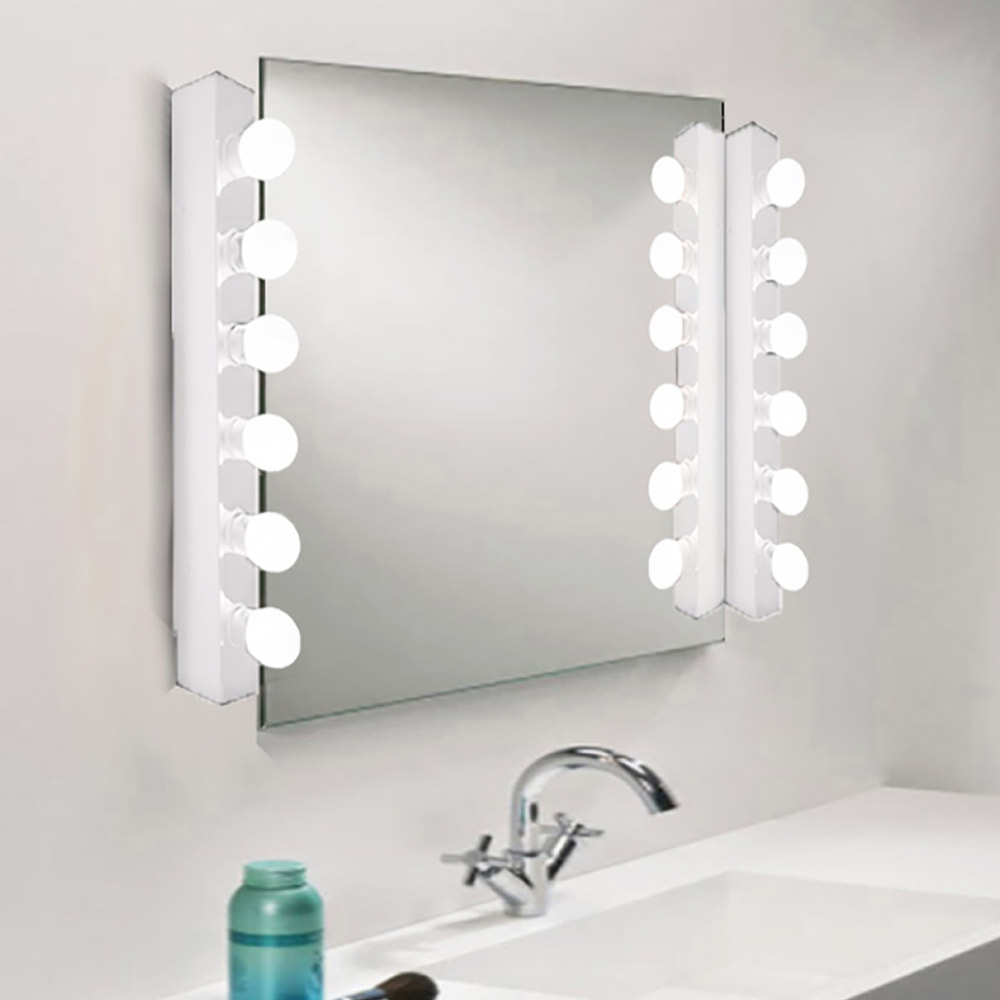 Wall mirror 80x60cm with white lights for Hollywood make up