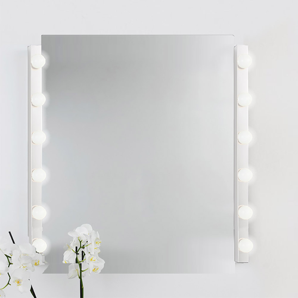 Wall mirror 80x60cm with white lights for Hollywood make up