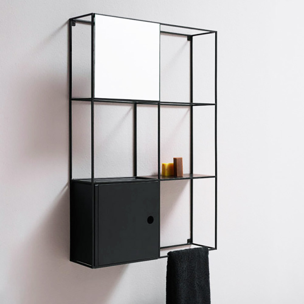  Mirror 70x90x12cm with shelves and cabinet