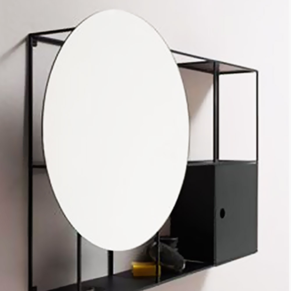 Round mirror Ø50cm in metal frame 90x70x12cm