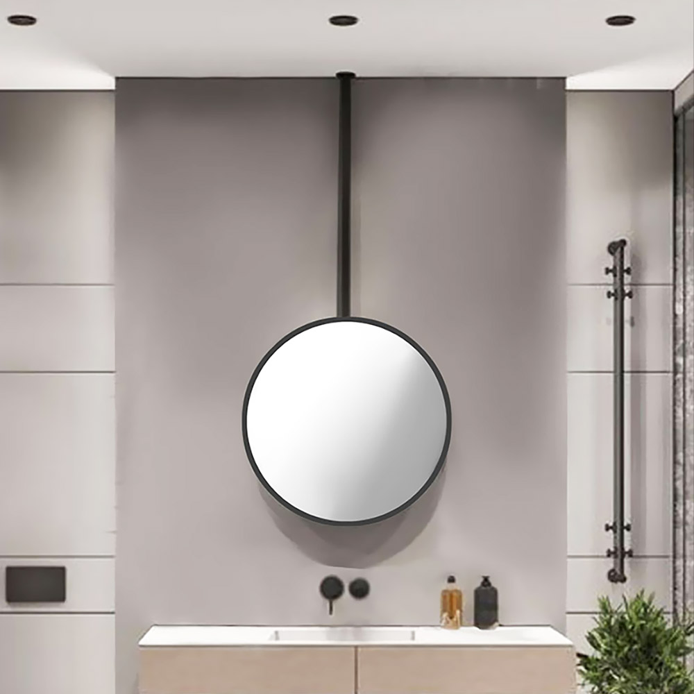  Hanging bathroom ceiling mirror round Ø60cm - Ø80cm metallic