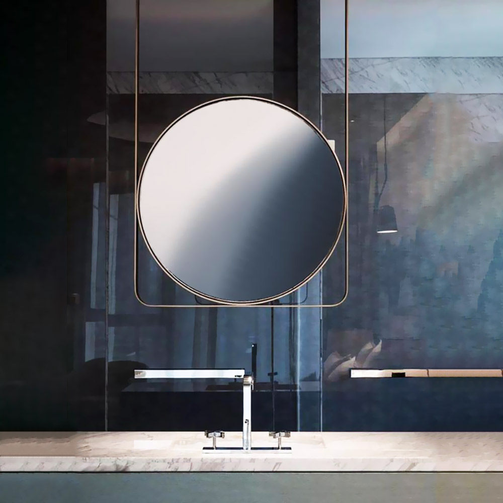 Round mirror Ø60cm - Ø80cm with steel blade around the perimeter