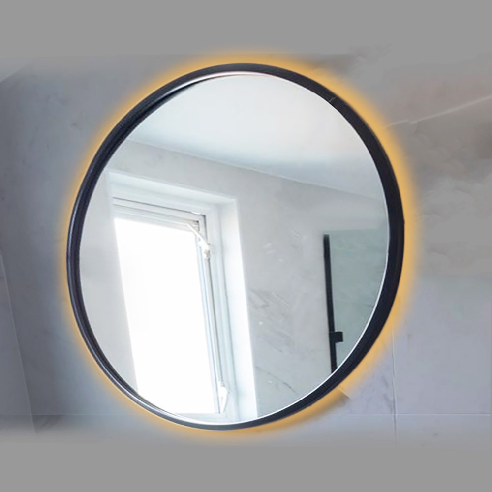 Round mirror Ø60cm - Ø90cm with round black steel blade