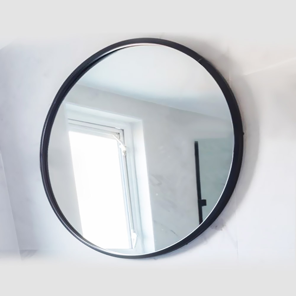 Round mirror Ø60cm - Ø90cm with round black steel blade