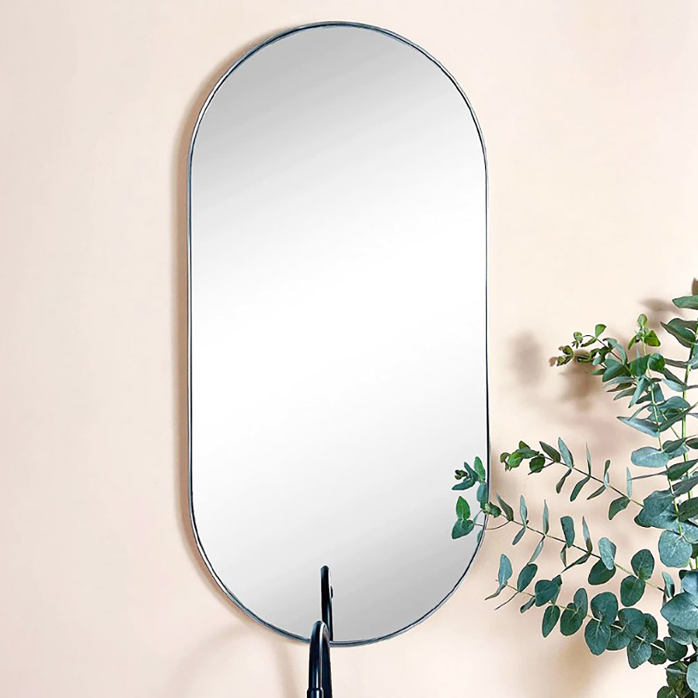 Oval capsule mirror 45x90cm stainless steel