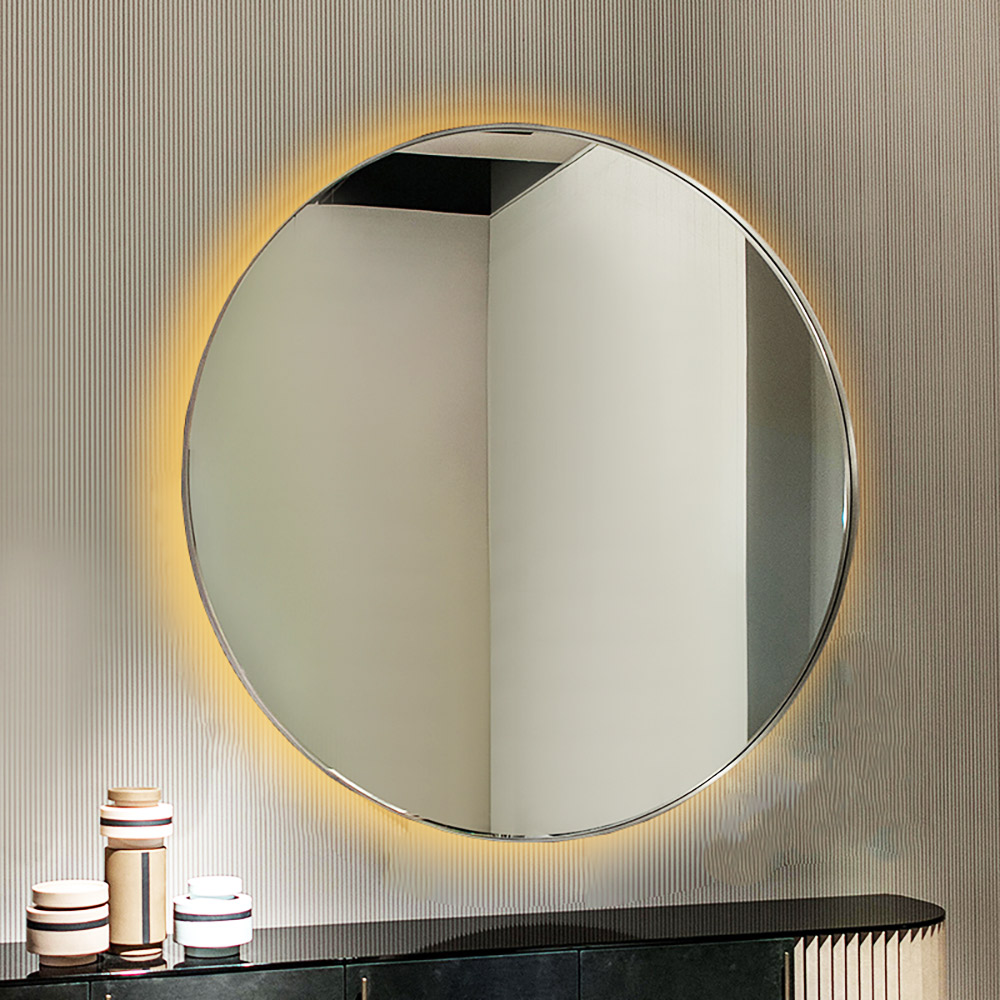 Round mirror Ø60cm - Ø80cm with brass blade