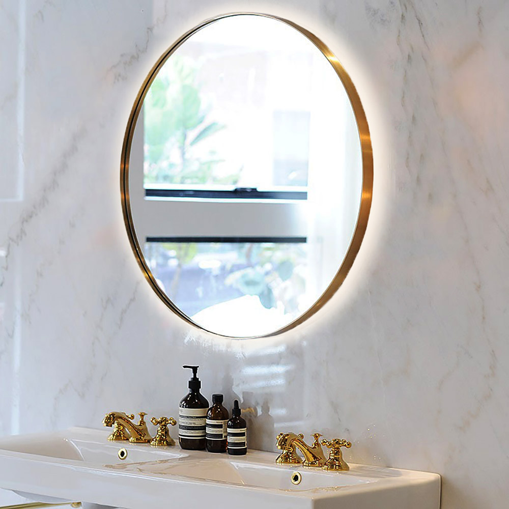 Round mirror Ø60cm - Ø80cm with brass blade