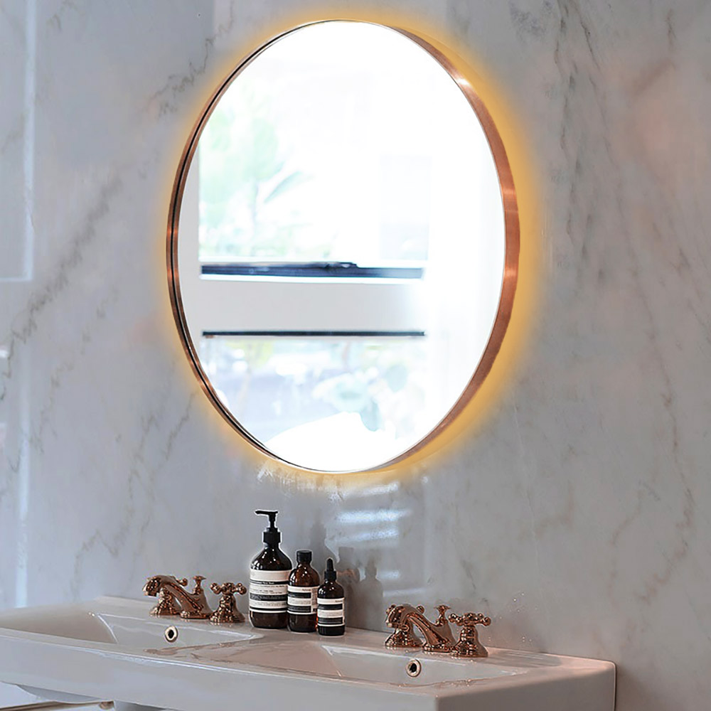 Round mirror Ø60cm - Ø80cm with brass blade