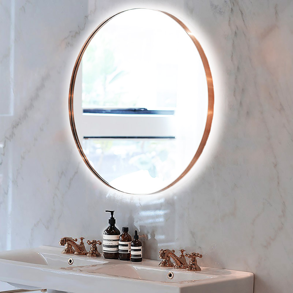 Round mirror Ø60cm - Ø80cm with brass blade