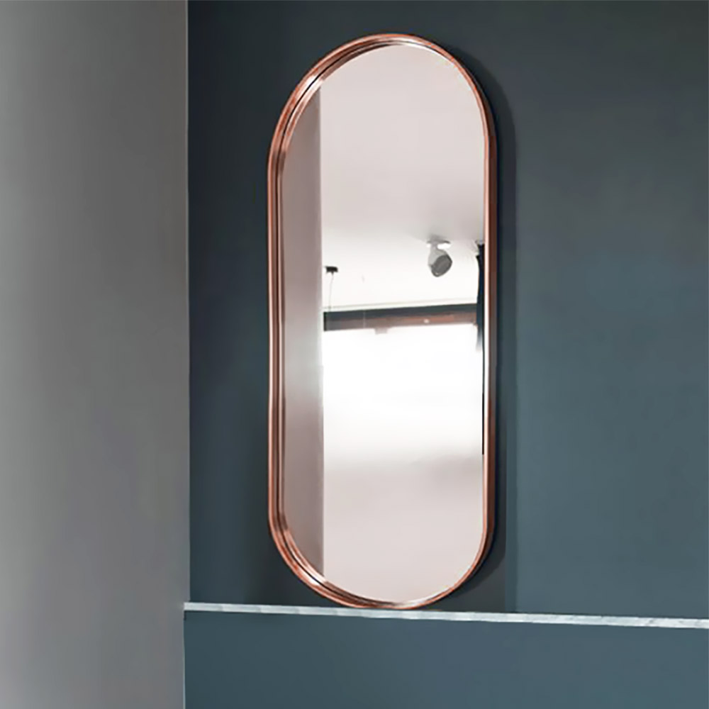 Oval capsule mirror 45x90cm stainless steel