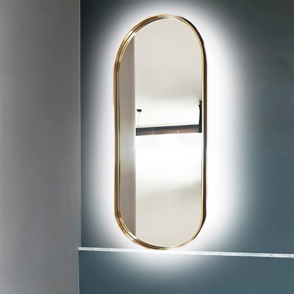 Oval capsule mirror 45x90cm stainless steel