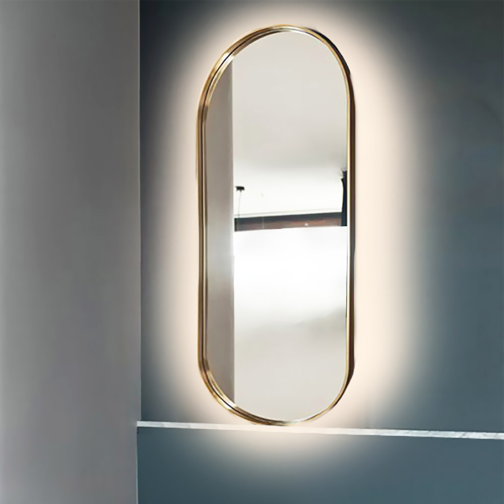 Oval capsule mirror 45x90cm stainless steel