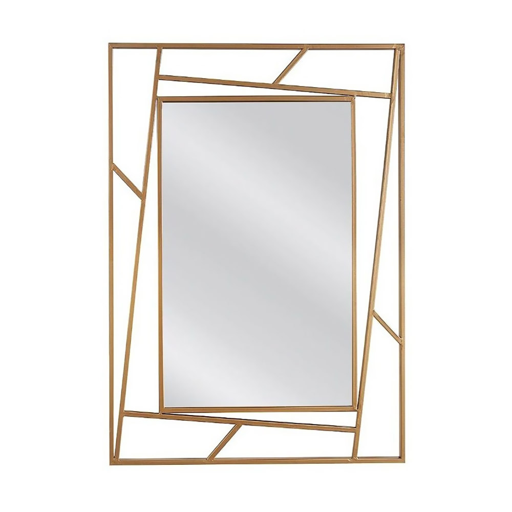 Rectangular mirror with gold solid steel blade 70x90cm