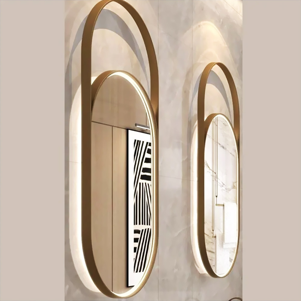 Mirror 45x120cm metal oval capsule