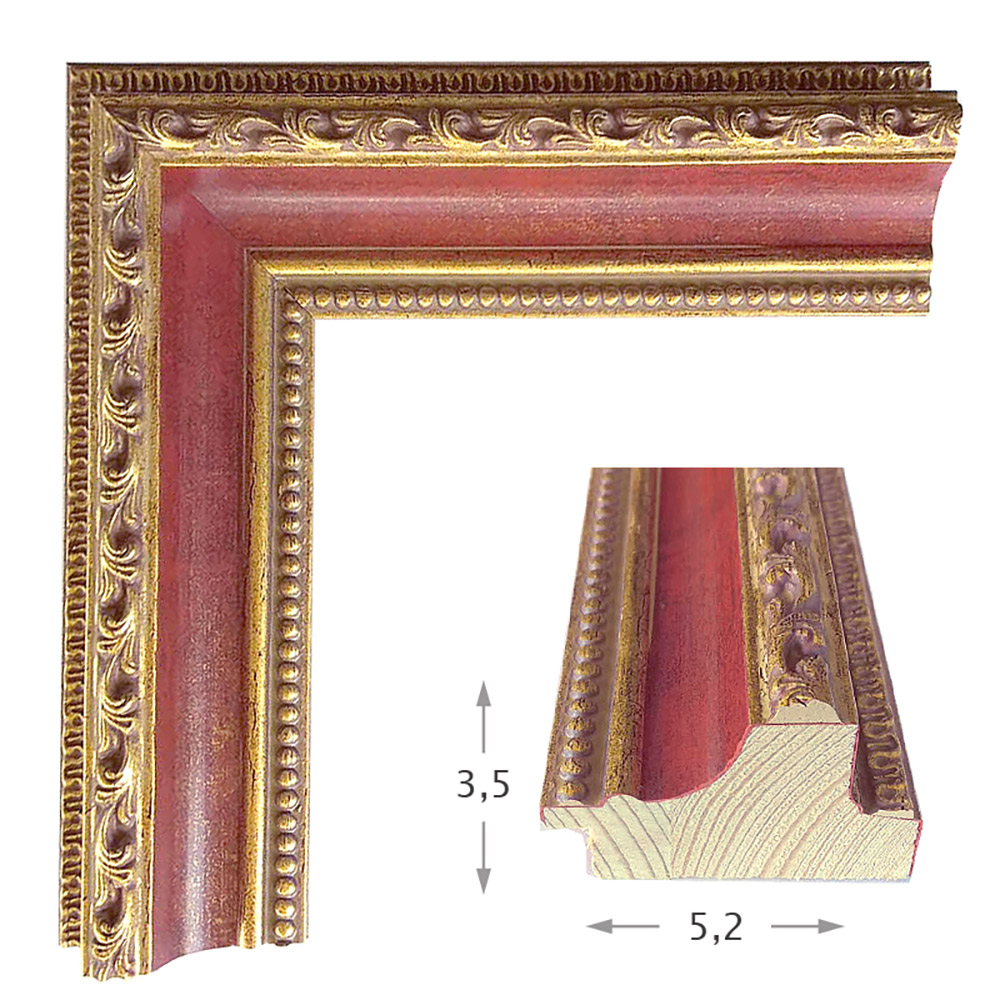 Antique gold wooden frame mirror with carved details 60x80cm