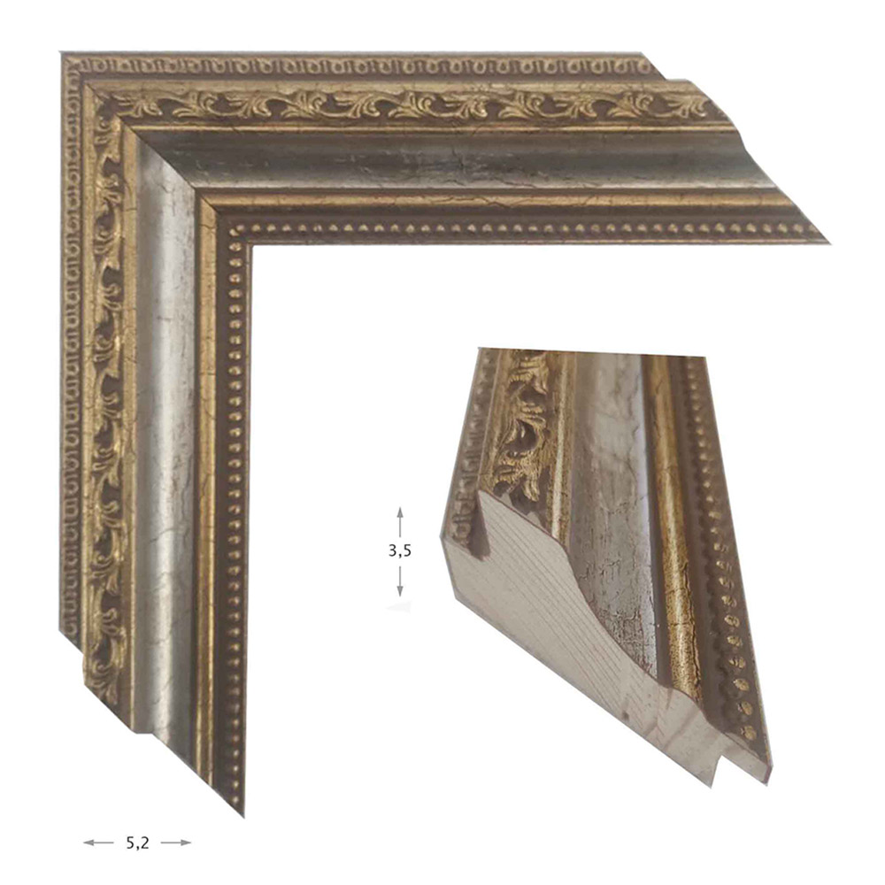 Mirror with wooden silver-gold carved frame 60x80cm