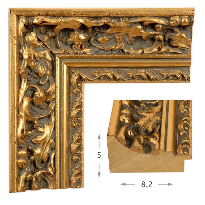 Mirror with wooden golden carved frame 60x80cm