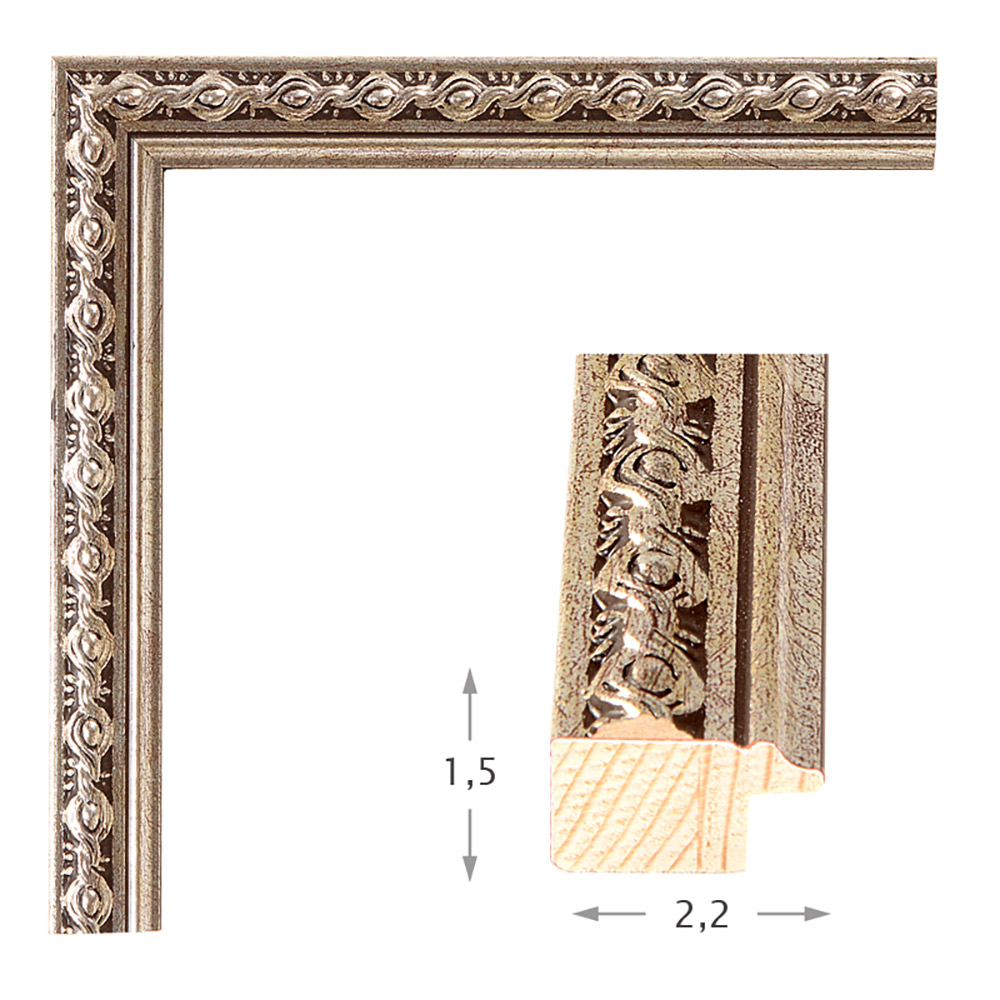 Mirror with wooden silver antique frame 60x80cm