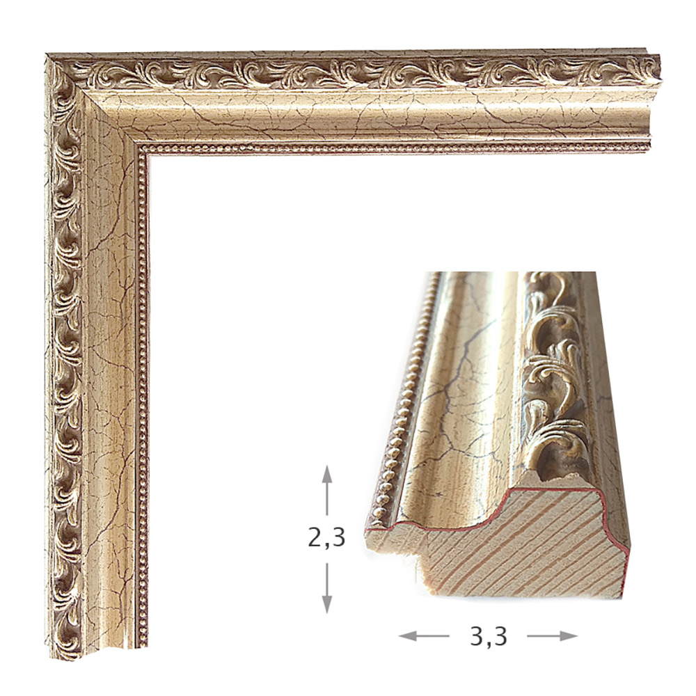 Mirror with wooden silver-gold frame 60x80cm