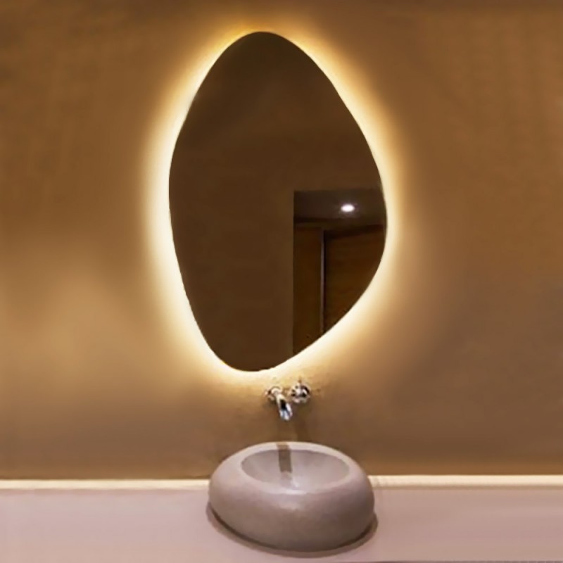 LED mirror 60X80cm in the shape of a pebble No2