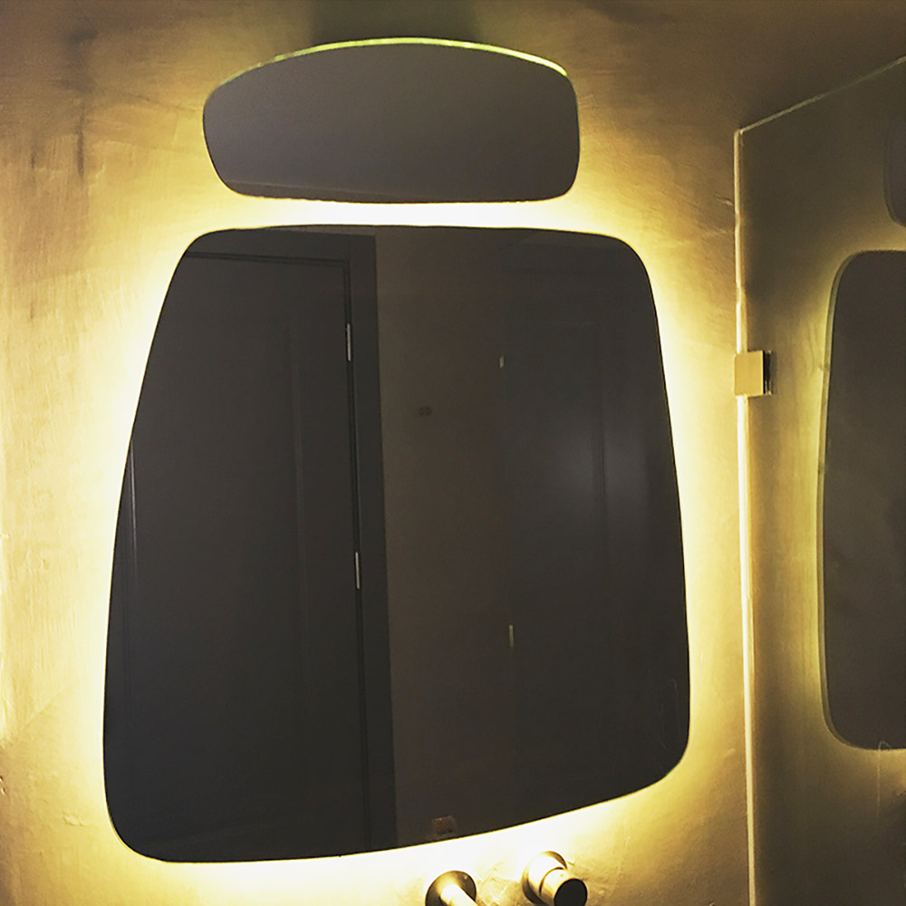 Led mirrors set 2 pieces 65x65cm & 42x17cm pebble