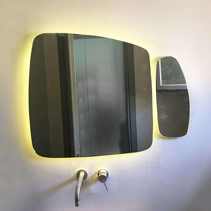  Led mirrors set 2 pieces 65x65cm & 42x17cm pebble