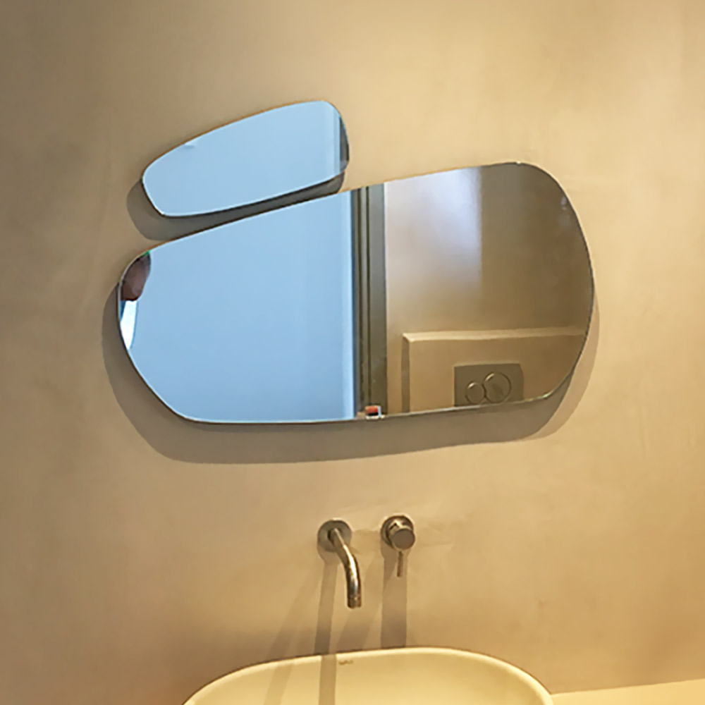 Led mirrors set 2 pieces 85x45cm and 35x14cm pebble