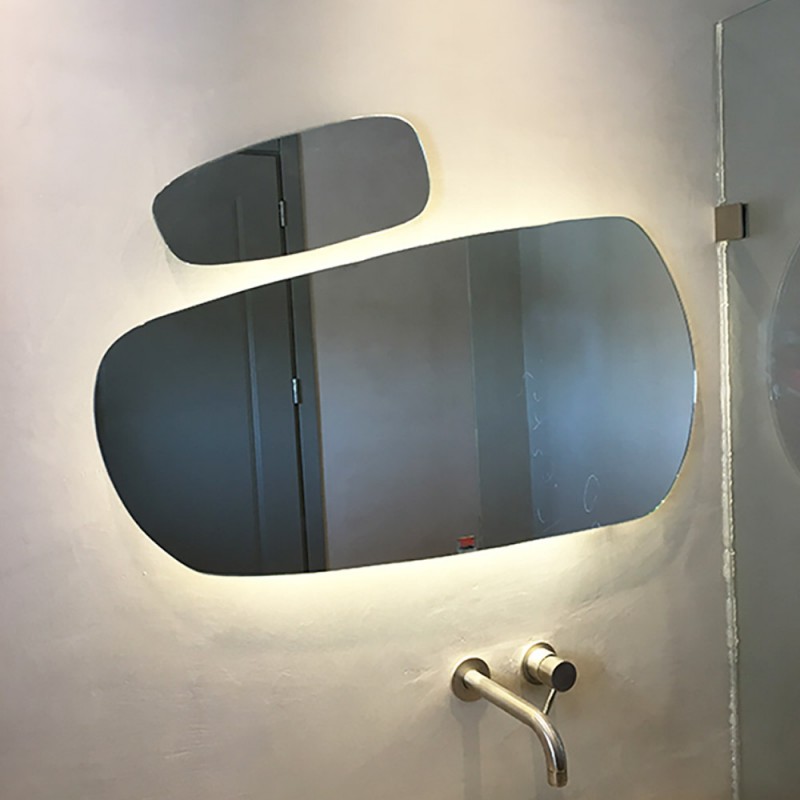 Led mirrors set 2 pieces 85x45cm and 35x14cm pebble